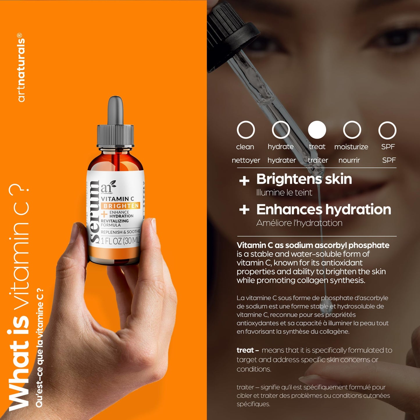 artnaturals Anti-Aging Vitamin C Serum - (1 Fl Oz / 30ml) - with Hyaluronic Acid and Vit E - Wrinkle Repairs Dark Circles, Fades Age Spots and Sun Damage