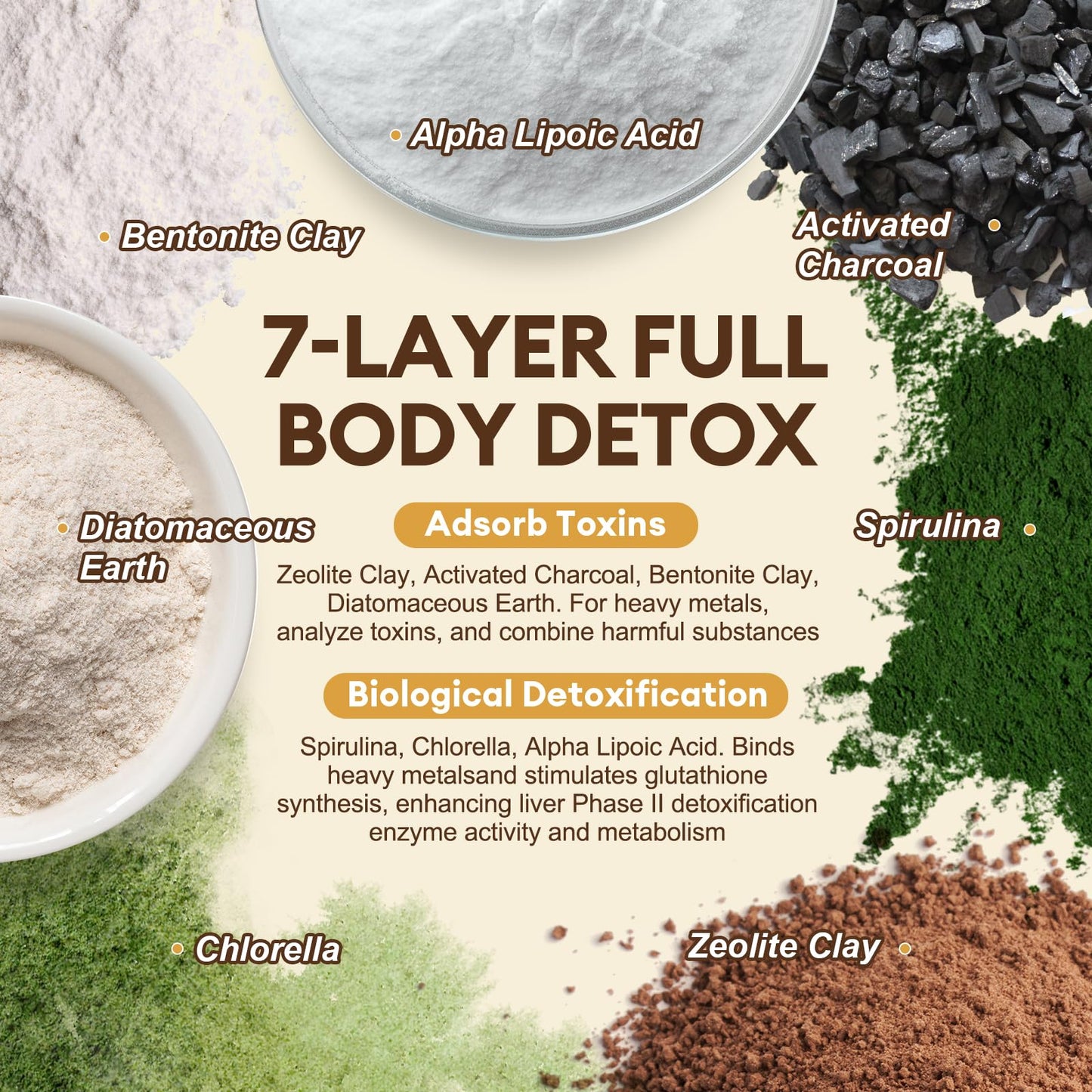 Totaria 2000MG All-in-1 Detox Binder, Activated Charcoal, Zeolite, Bentonite Clay, Alpha Lipoic Acid, 7-Layer Detox & Cleanse Supplement