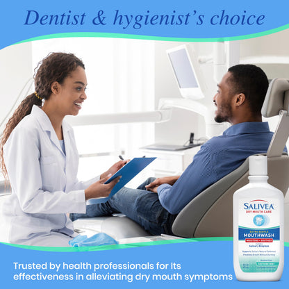 SALIVEA Dry Mouth Mouthwash - Soothing Mint Mouthwash with Natural Salivary Enzymes - Breath Freshener & Dry Mouth Care