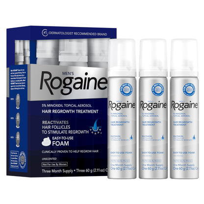 Men’s Rogaine 5% Minoxidil for Men Foam, Clinically Proven Regrowth for Thinning Hair, Topical Hair Loss Treatment, Unscented Topical Aerosol, Results in 8–16 Weeks