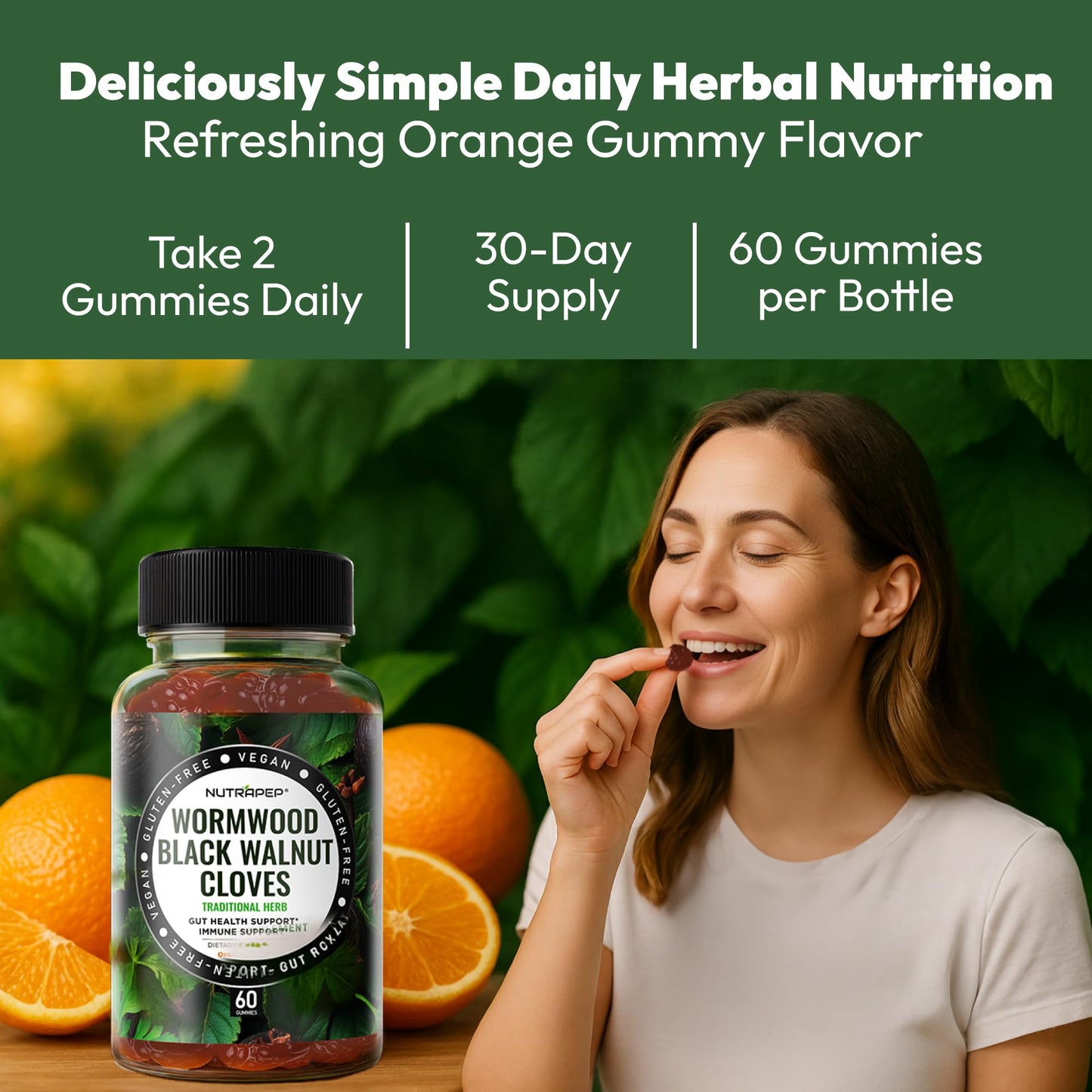 NutraPep Wormwood Black Walnut & Cloves Gummies - Gut Health Immune Support & Natural Detox Cleanse Traditional Herbal Supplement - Vegan Gluten-Free