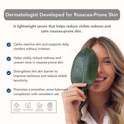 Riversol Rosacea Treatment for Face | Anti-Redness Serum for Sensitive Skin | Calming Redness Relief | Vitamin C & E | Anti-Aging Formula | Fragrance Free