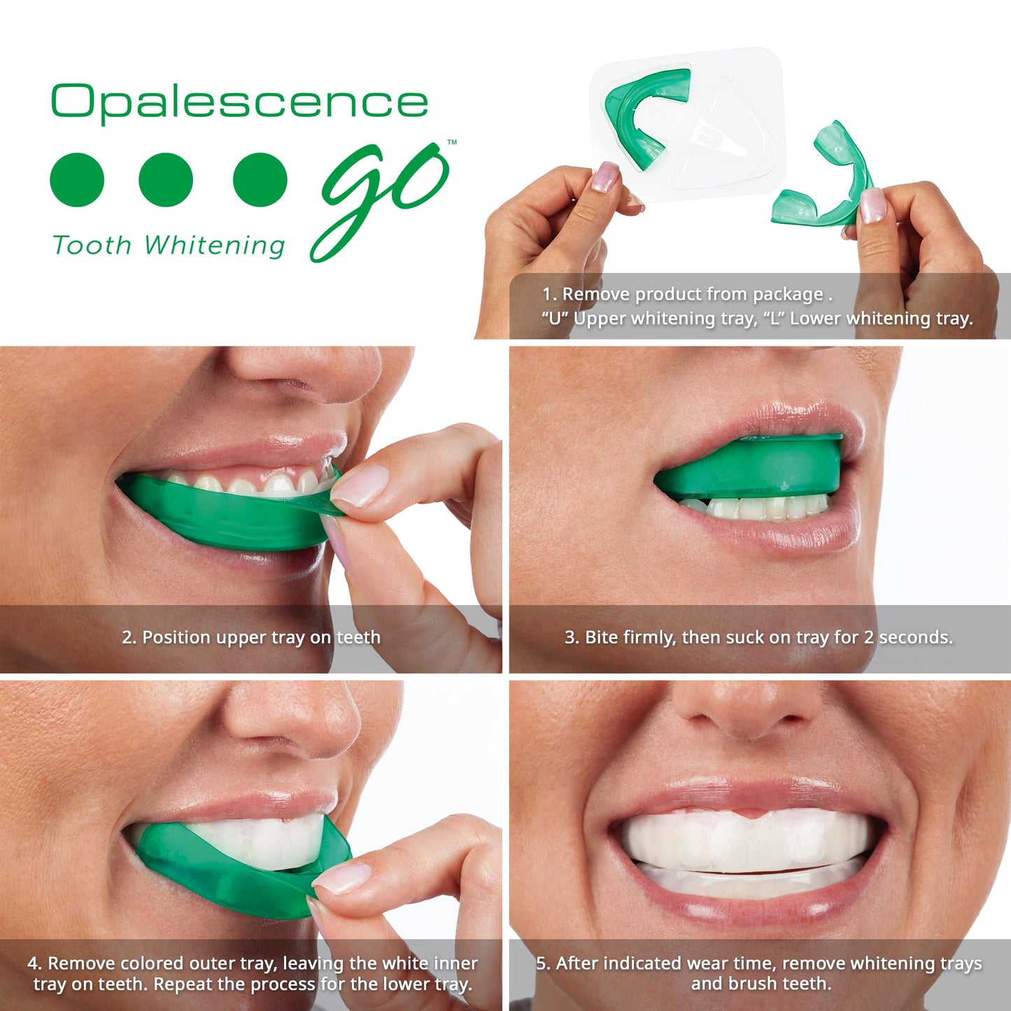 Opalescence Go 15- Prefilled Teeth Whitening Trays Kit - 15% Hydrogen Peroxide - (10 Treatments) Dentist Recomended - Made by Ultradent Products