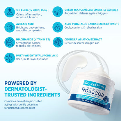 Roycederm Rosacea Treatment for Face with Azelaic Acid – Redness Relief & Corrector – Sensitive Skin Moisturizer for Redness, Bumps & Irritation