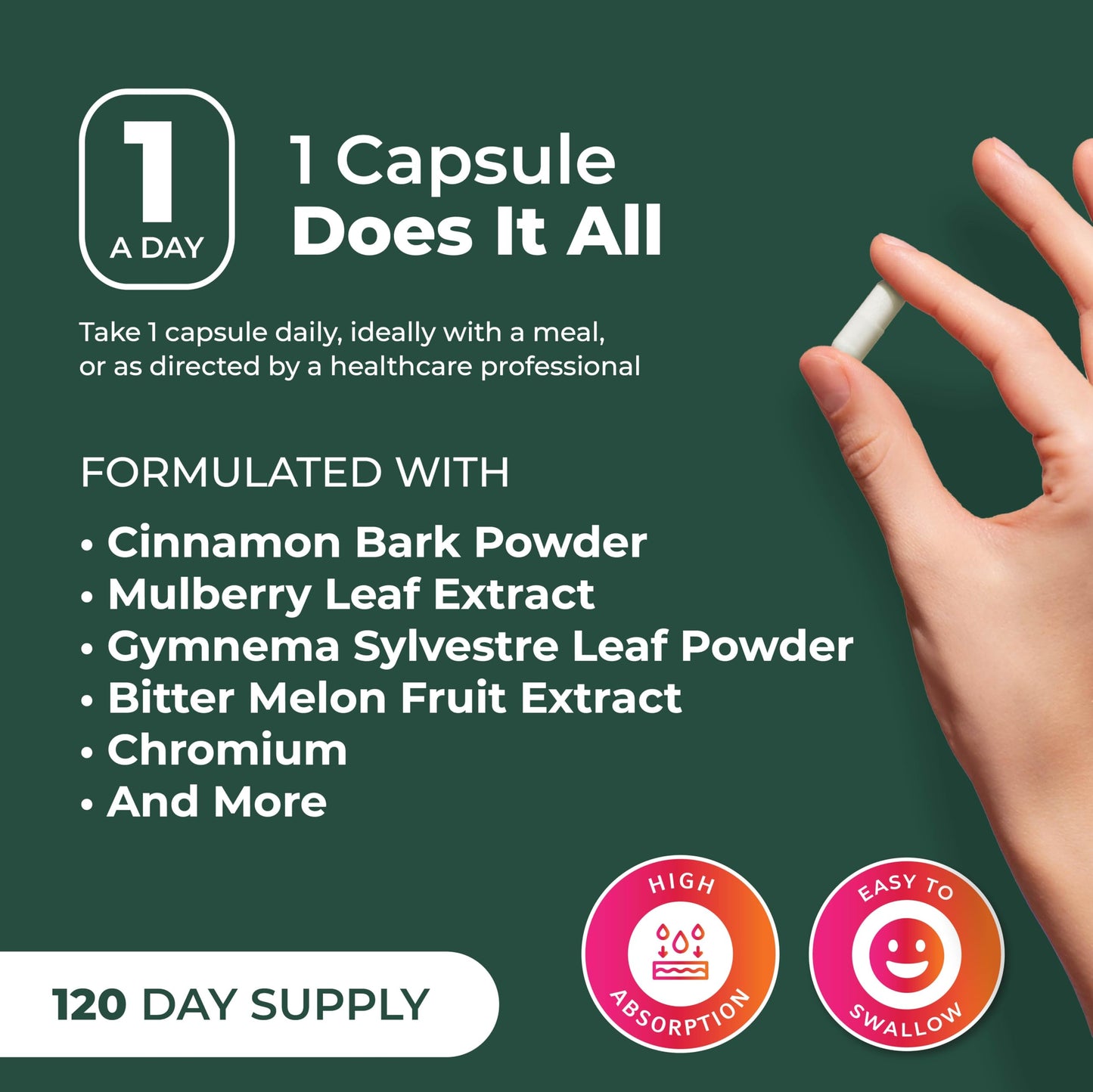 PurePremium Normal Blood Sugar Support Supplement - 20 Active Ingredients Complex to Support Blood Sugar Levels Already in The Normal Range - with Cinnamon
