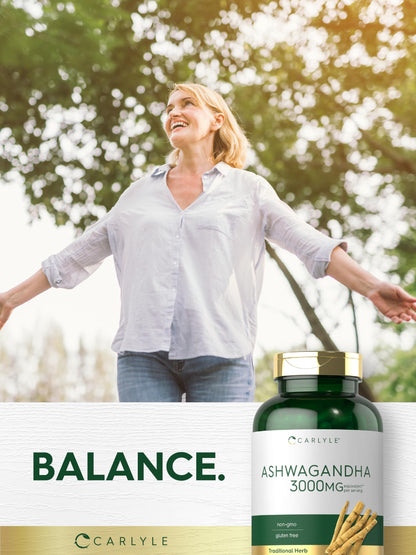 Carlyle Ashwagandha Supplement for Women and Men | 300 Capsules | Herb Root Extract with Black Pepper | Non-GMO and Gluten Free