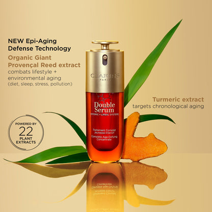 Clarins DOUBLE SERUM | Anti Aging Face Serum | Visibly Firms, Smoothes, Boosts Radiance, and Refines Pores | 24H Hydration | All Skin Types, 1 Fl Oz