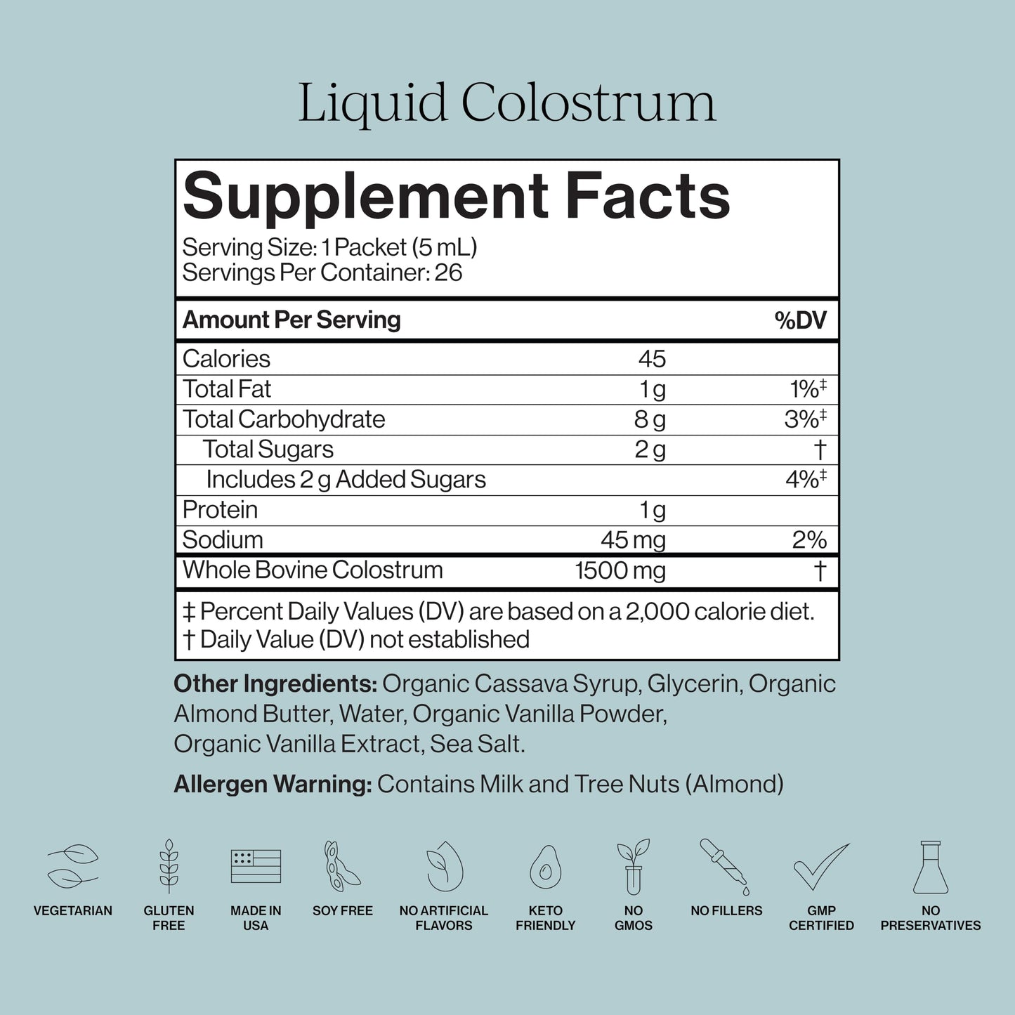 CYMBIOTIKA Liquid Colostrum, 1.5g Full Spectrum Colostrum, Grass-Fed Bovine Colostrum for Gut Health, Immune Support, Skin & Recovery