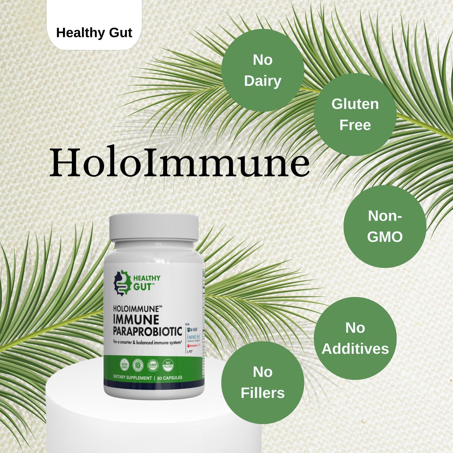 Healthy Gut HoloImmune | Paraprobiotic with Immuse Immune Support | 30 Servings