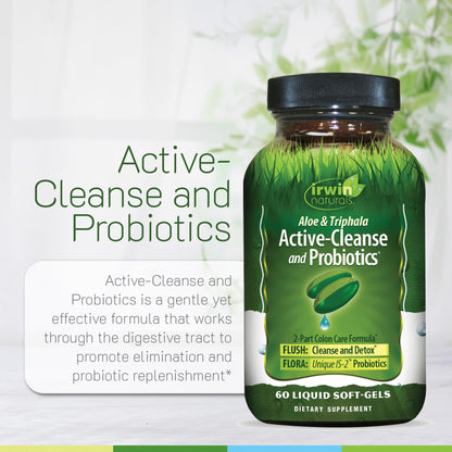 Irwin Naturals Aloe & Triphala Active Cleanse + Probiotics - 60 Liquid Softgels - Natural Digestive Support - Gentle, Effective Detox