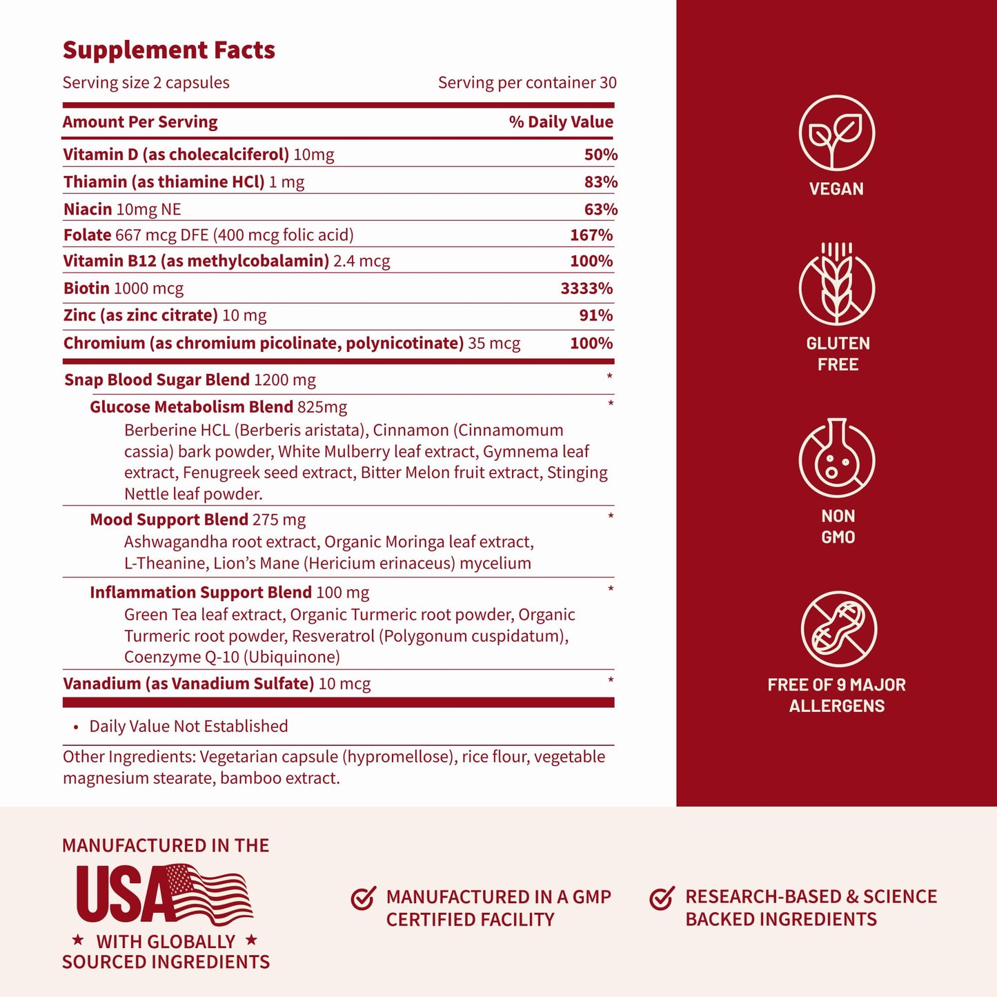 Snap Supplements Blood Sugar Blend, CoQ10, Cinnamon, and Gymnema to Support Already Healthy Blood Sugar, Metabolic Health and Energy,