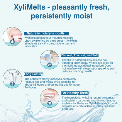 Oracoat XyliMelts for Dry Mouth Night Time or Day - Moisturizing Dry Mouth Adhering Discs, Sugar Free with Xylitol, 100 Count,