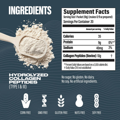 BUBS Naturals Unflavored Collagen Peptides Powder - Best Proteins for Joints & Skin - Pasture Raised Grass Fed - Paleo & Keto Friendly, Whole30 Approved