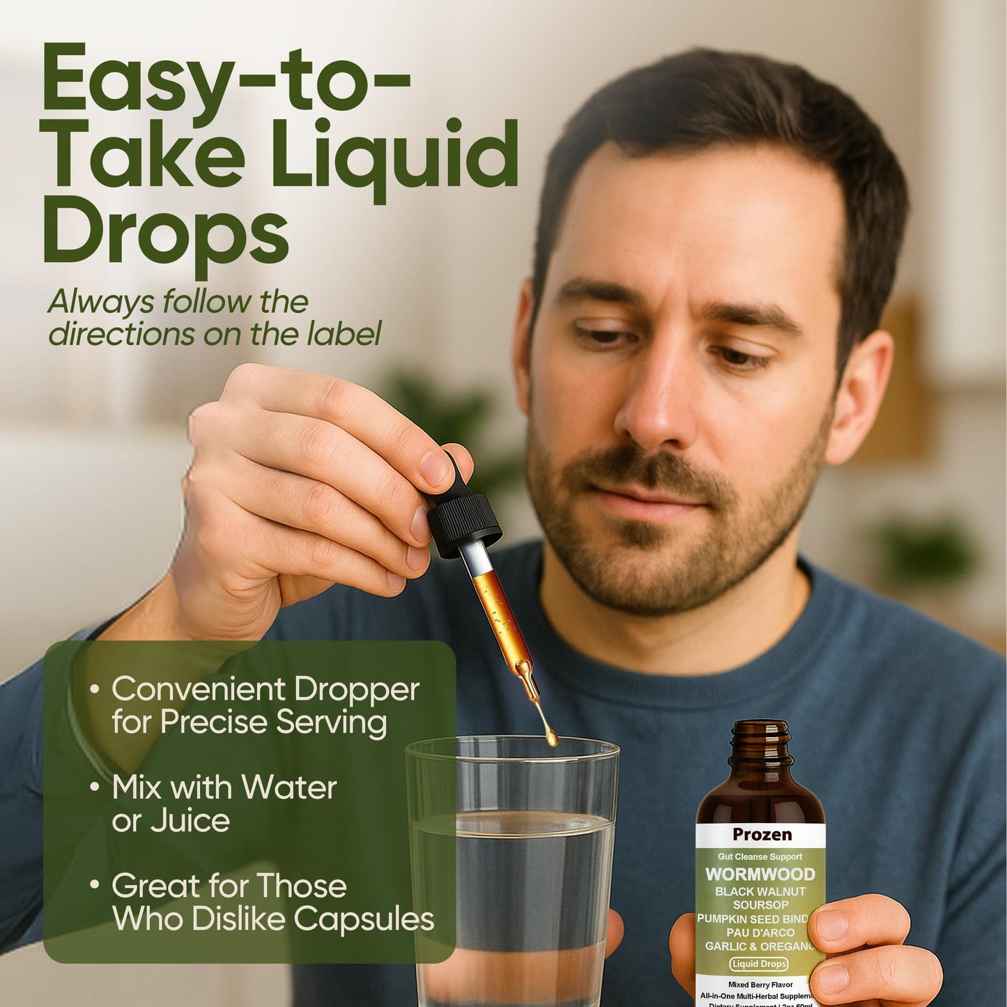 PROZEN Wormwood Gut Cleanse & Detox Drops – Nuvian Black Walnut,Clove, Soursop, Pumpkin Seed, PAU D’Arco, Garlic & Oregano – Mixed Berry Digestive Support