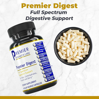 Premier Research Labs Active Digestive Enzymes with Probiotic and Prebiotics - Promotes Full-Spectrum Digestive Support - with Amylase, Protease & Lipase