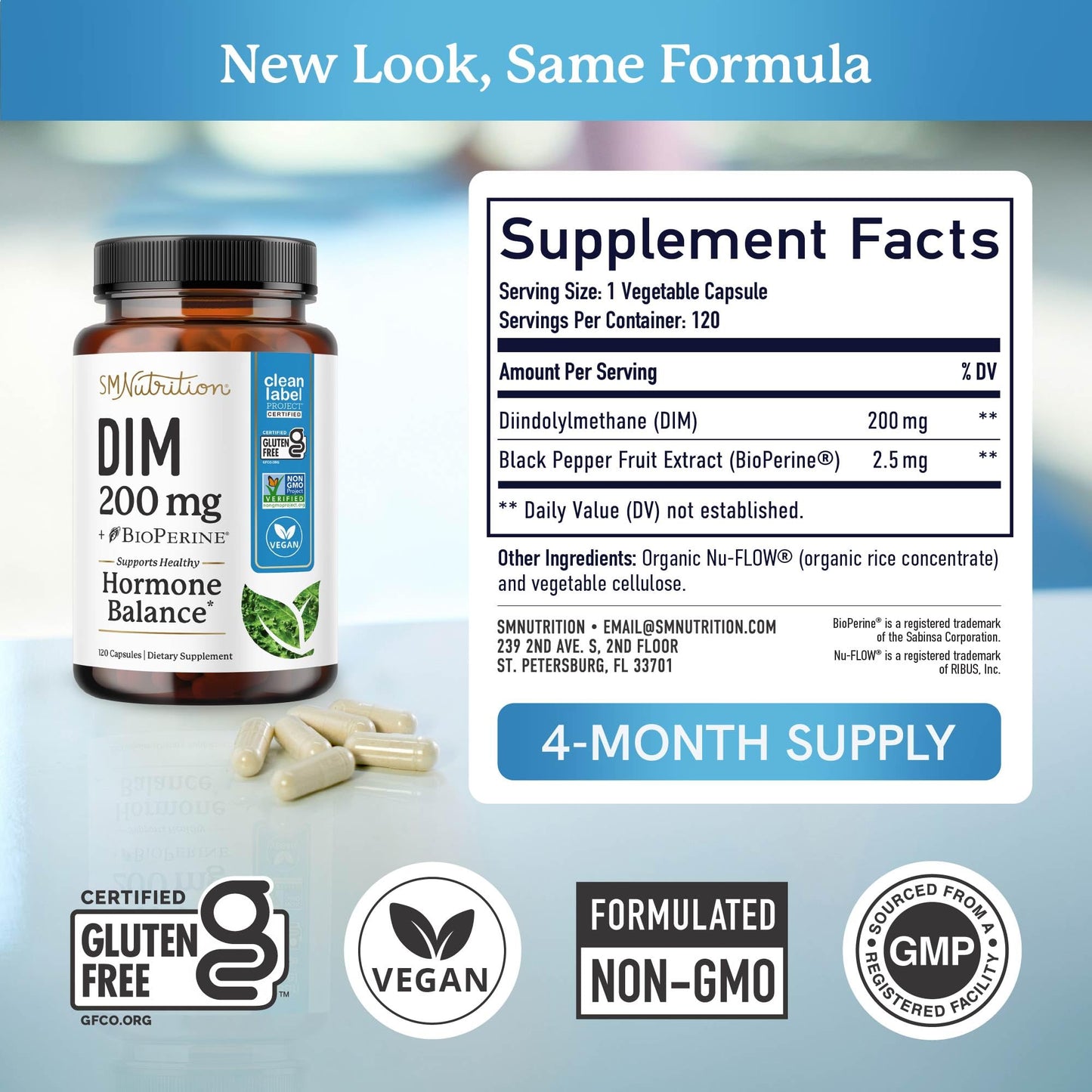DIM Supplement 200 mg (120 Ct) | Estrogen Balance for Women & Men | Hormone Balance, Hormonal Acne Supplements, Menopause, Antioxidant & PMS Support