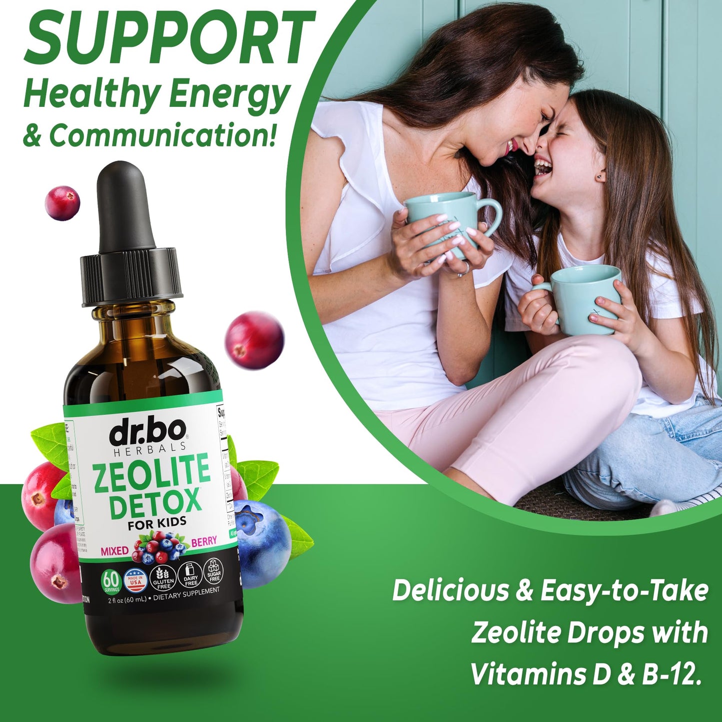 Zeolite Detox for Kids Liquid Drops - Advanced Clinoptilolite with Pure Vitamins B12 & D - Kids Gentle Body Daily Cleanse Focus & Speech Extra Clinoptilolite Zeolite