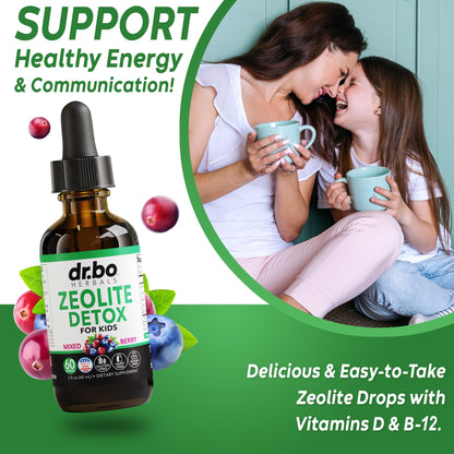 Zeolite Detox for Kids Liquid Drops - Advanced Clinoptilolite with Pure Vitamins B12 & D - Kids Gentle Body Daily Cleanse Focus & Speech Extra Clinoptilolite Zeolite