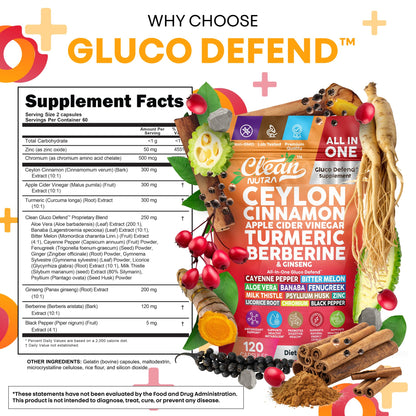 Ceylon Cinnamon Capsules + Apple Cider Vinegar Turmeric Supplement Ginseng Cayenne Pepper Bitter Melon Aloe Vera Fenugreek Milk Thistle Chromium