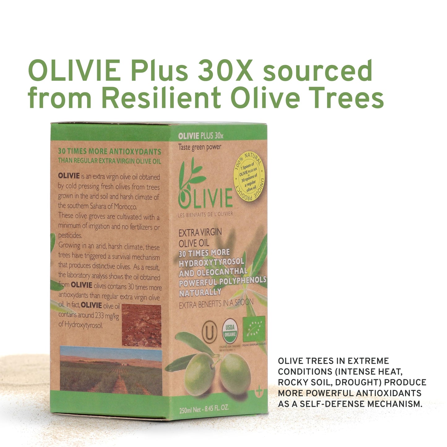 Organic High Polyphenol Extra Virgin Olive Oil, 30x More Hydroxytyrosol, Polyphenols 1250 mg/kg & Antioxidants, Research-Backed, OLIVIE PLUS 30X, Pure Cold Pressed EVOO