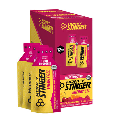 Honey Stinger Organic Fruit Smoothie Energy Gel, Gluten Free & Caffeine Free, for Exercise, Running and Performance, Sports Nutrition for Home & Gym,