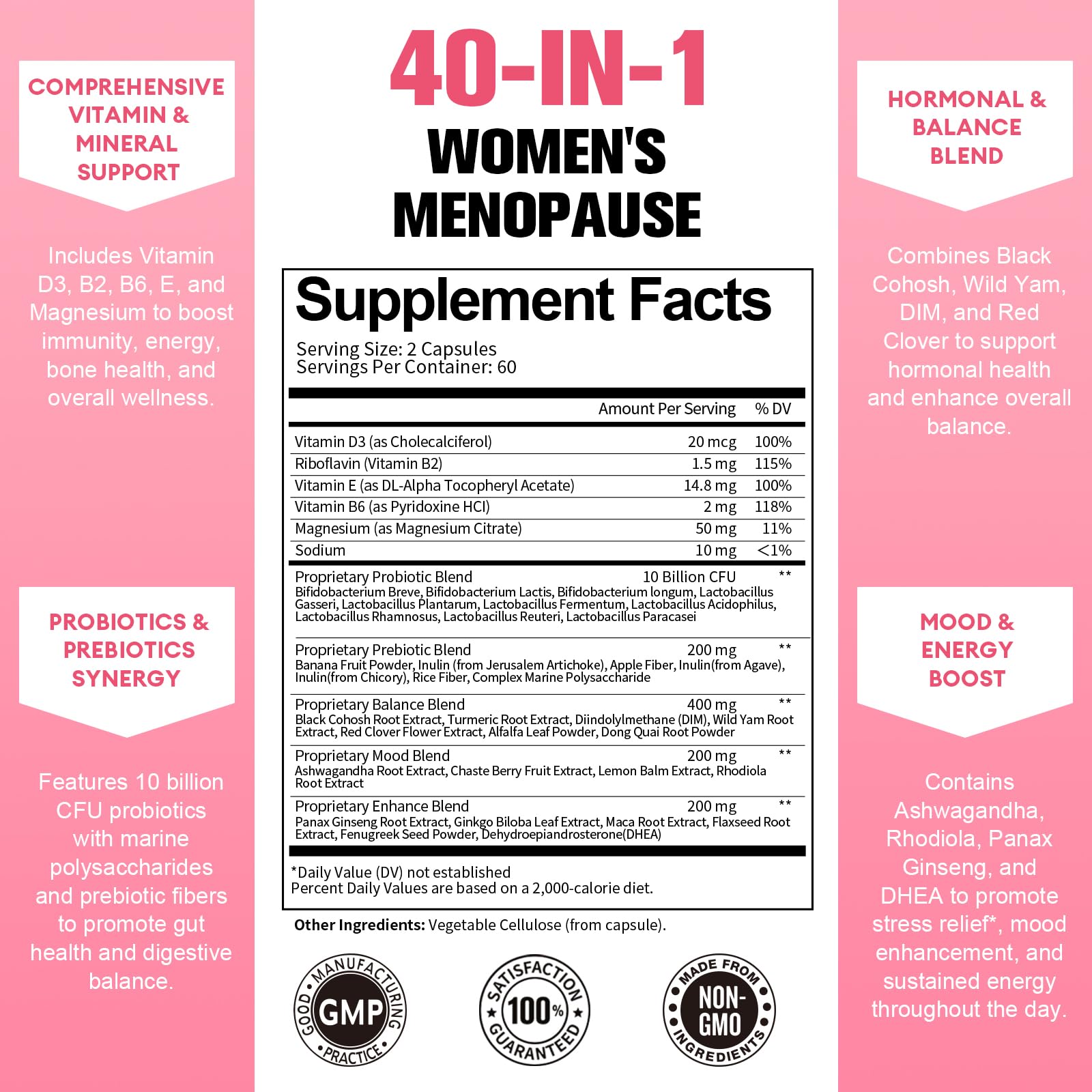 40-in-1 Menopause Supplements for Women, Multibenefit & Complete Black Cohosh for Hot Flashes, Night Sweats & Hormone Balance, w/ Probiotics, DIM, Vitex, Dong Quai, Red Clover and More, 120 Vegan Caps Totaria buy supplements Au