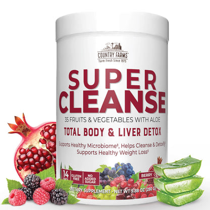 Country Farms Super Cleanse, Super Juice Cleanse, Supports Healthy Digestive System, 34 Fruits and Vegetables with Aloe, Promotes Natural Detoxification,