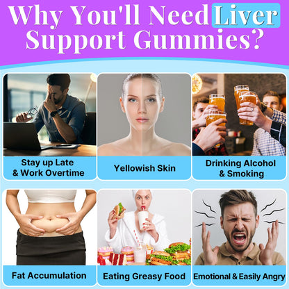 3000mg Liver Detox Repair & Cleanse Gummies | Milk Thistle 2000mg with Turmeric Dandelion Root & Artichoke for Liver Detox, Liver Support & Renew, Antioxidant,