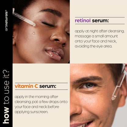 Vitamin C Serum Skin Care 2-Piece Set: Includes Retinol – Anti-Aging, Skin Brightening, Hydrating, Wrinkle Reduction, Dark Spot Corrector (1 Fl Oz (Pack of 2))