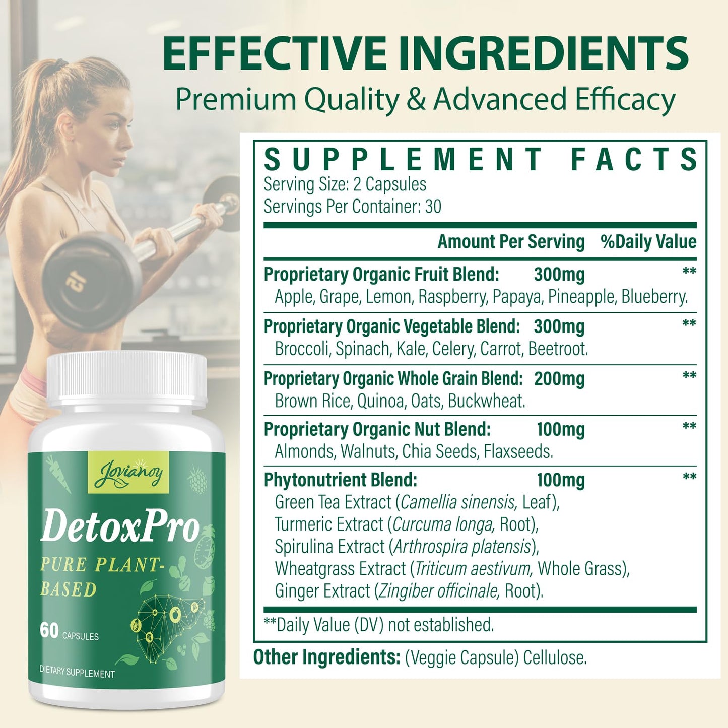 1000 MG Detox & Cleanse Capsules, 26-in-1 Plant-Based Formula for Detoxification, Detox Supplement for Women & Men, Natural Trace Binder, Liver,