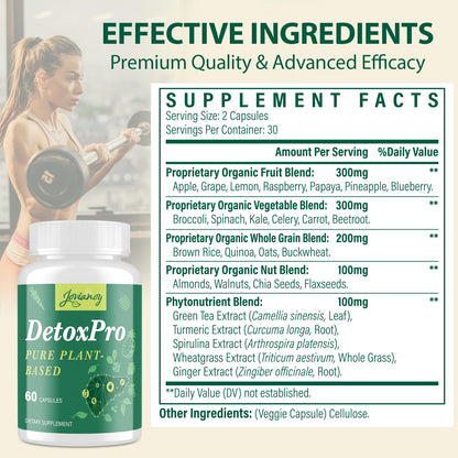 1000 MG Detox & Cleanse Capsules, 26-in-1 Plant-Based Formula for Detoxification, Detox Supplement for Women & Men, Natural Trace Binder, Liver,