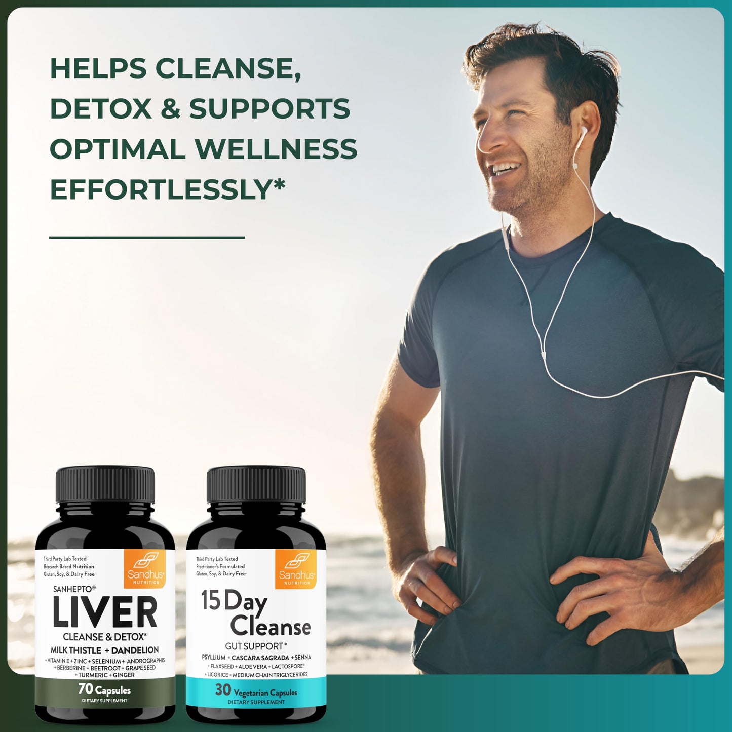 Sandhu's Liver Cleanse Detox & 15 Day Gut Cleanse Support Supplement for Women & Men | Supports Liver, Gut & Digestive Health