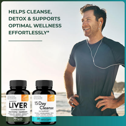 Sandhu's Liver Cleanse Detox & 15 Day Gut Cleanse Support Supplement for Women & Men | Supports Liver, Gut & Digestive Health