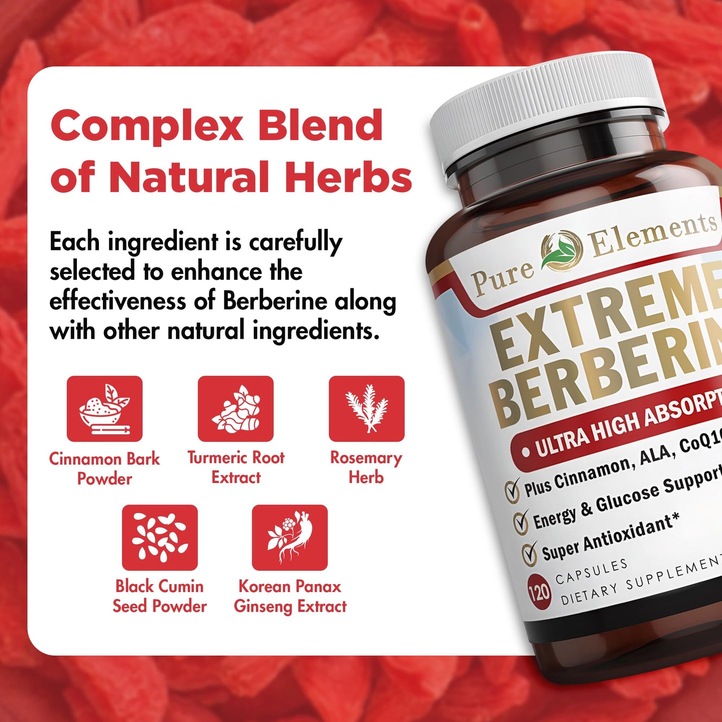 Extreme 500mg Complex with ALA, Coq10, Turmeric, Cinnamon, Bitter Melon, banaba Leaf, Korean Panax, Royal Jelly, and 21 Herbs for Healthy Blood Sugar