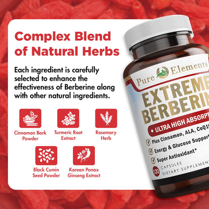 Extreme 500mg Complex with ALA, Coq10, Turmeric, Cinnamon, Bitter Melon, banaba Leaf, Korean Panax, Royal Jelly, and 21 Herbs for Healthy Blood Sugar