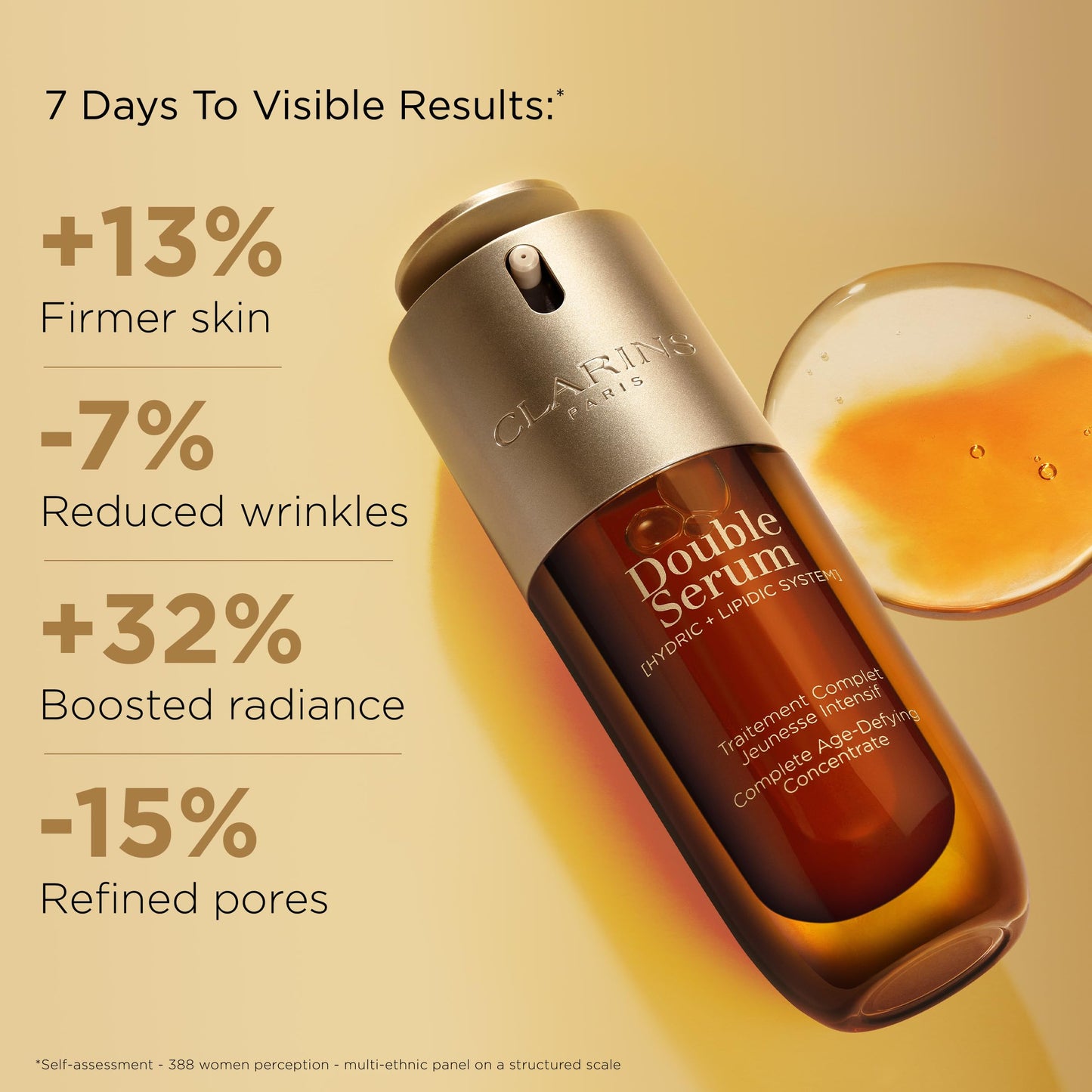 Clarins DOUBLE SERUM | Anti Aging Face Serum | Visibly Firms, Smoothes, Boosts Radiance, and Refines Pores | 24H Hydration | All Skin Types, 1 Fl Oz