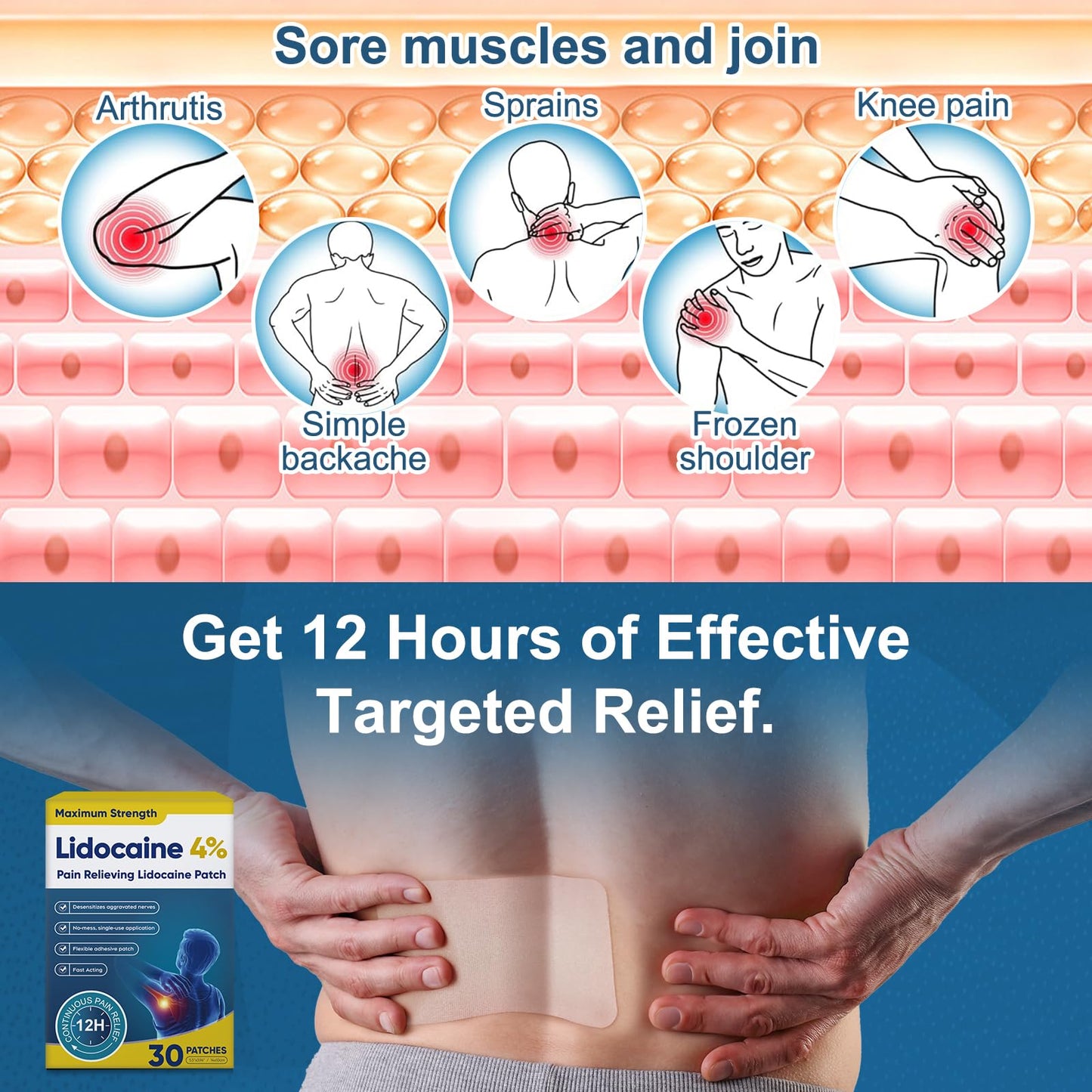Teemofe 4% Lidocaine Pain Relief Patches – Maximum OTC Strength, Fast-Acting Targeted Relief, for Muscle & Joint Discomfort, 30 Count-10 TeemofeBuy Supplements Australia