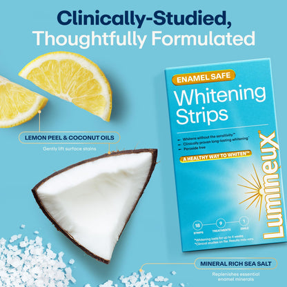 Lumineux Teeth Whitening Strips Kit - 9 Treatments (1 Month) - Peroxide Free - Enamel Safe for Whiter Teeth - Whitening Without The Sensitivity