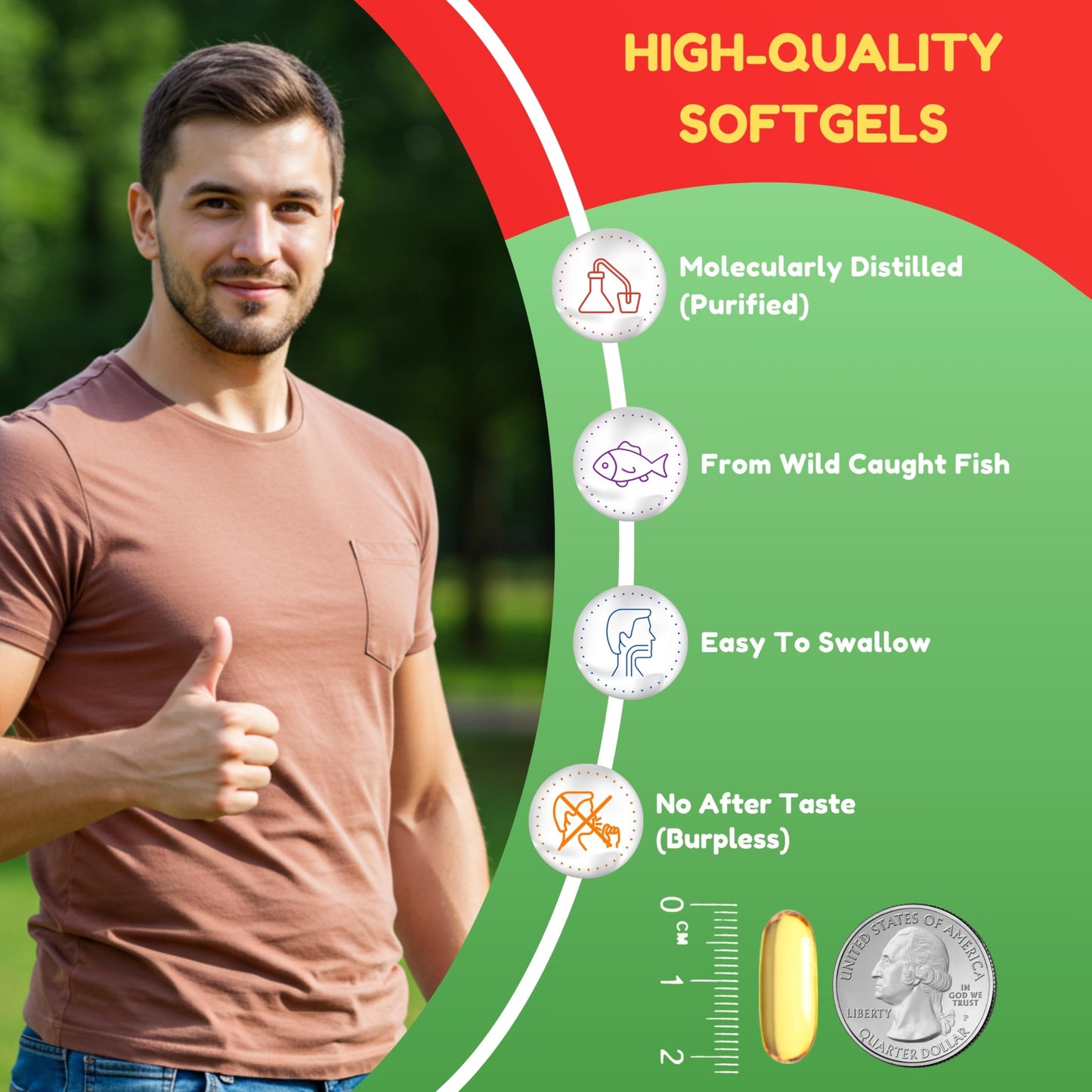 Halal Omega 3 Fish Oil 2000mg - 60 Servings, 120 Softgels. Wild Caught, Purified, Keto Friendly, Non-GMO & Gluten-Free. Brain, Heart & Cardiovascular Support.