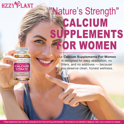 Calcium Supplements for Women Softgels, High Absorption Calcium Citrate Supplement Essential Mineral Calcium 1200 mg with Vitamin D3 Magnesium for Bone Health Support