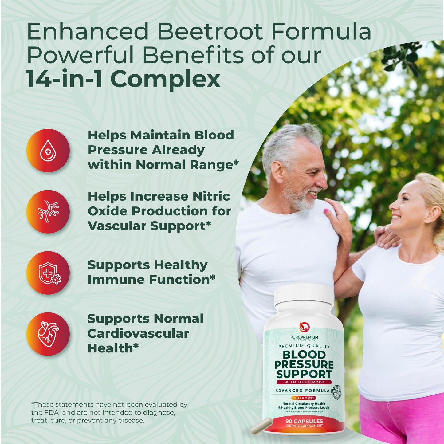 PurePremium Beet Root Capsules for Blood Pressure Support – 14-in-1 Formula with Beetroot Powder, Hawthorn, Hibiscus & Garlic for Normal