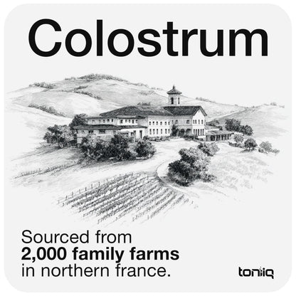 Toniiq Bovine Colostrum Powder Supplement 2000mg - 50% IgG for Gut Health, Immune Support & Skin - French Colostrum Farm-to-Jar Traceable