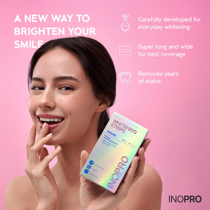 InoPro Teeth Whitening Strips 14 Treatments Kit - Enamel Safe Teeth Whitener, Peroxide-Free, Green White Strips