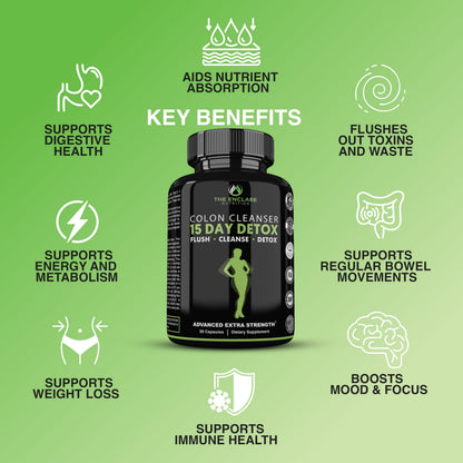 THE ENCLARE NUTRITION Colon Cleanse 15 Day Gut Cleanse Pills - Colon Cleanser for Women & Men - Psyllium Probiotic Laxatives for Constipation, Bloating Relief,