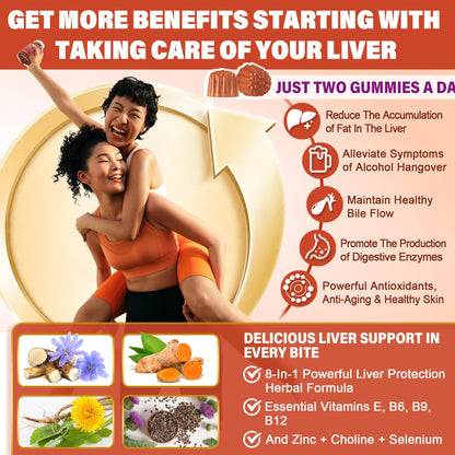 Milk Thistle Liver Detox Gummies, 18-IN-1 Liver Cleanse Detox & Repair Supplement with Berberine, Chicory Root, Turmeric, Artichoke, Dandelion Root, Chanca Piedra