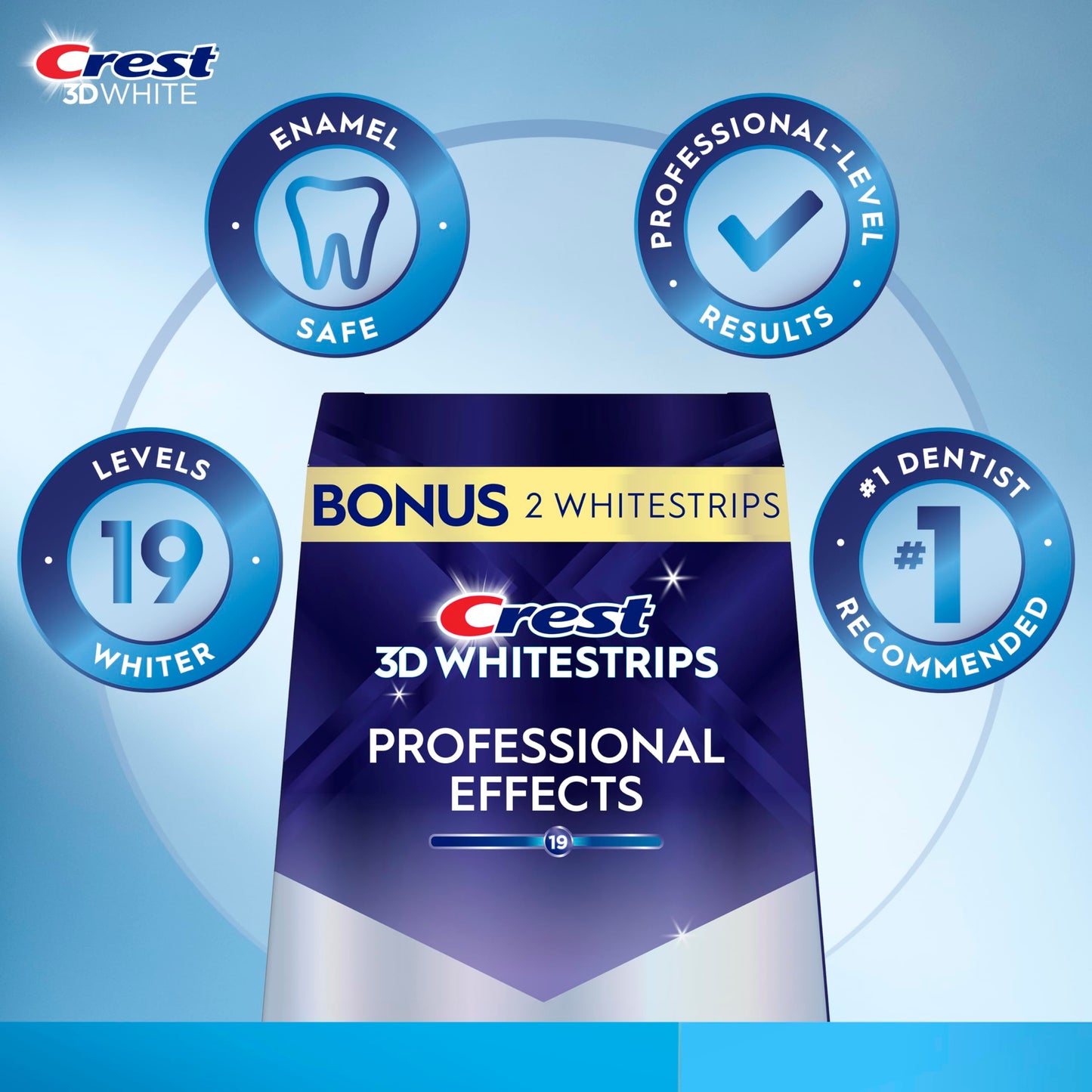 Crest 3D Whitestrips Professional Effects – Teeth Whitening Kit, 22 Treatments (20 + 2 Bonus), Each with 1 Upper/1Lower, 44 Strips