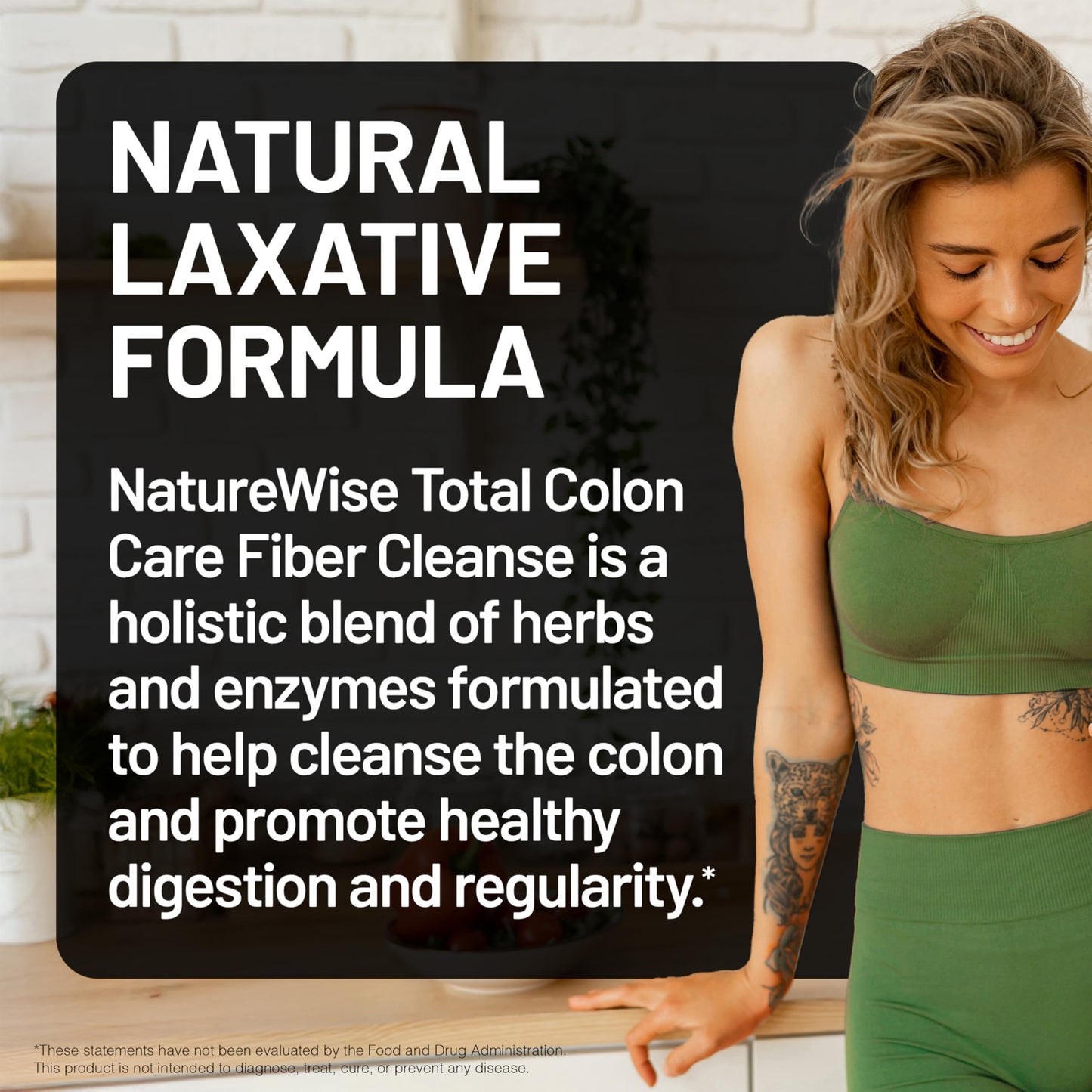 NatureWise Total Colon Care Fiber Cleanse - Natural Laxative Blend - Herbal Laxatives, Prebiotics, & Enzymes for Regularity, Digestion, Weight & Gut Health