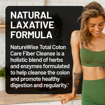 NatureWise Total Colon Care Fiber Cleanse - Natural Laxative Blend - Herbal Laxatives, Prebiotics, & Enzymes for Regularity, Digestion, Weight & Gut Health