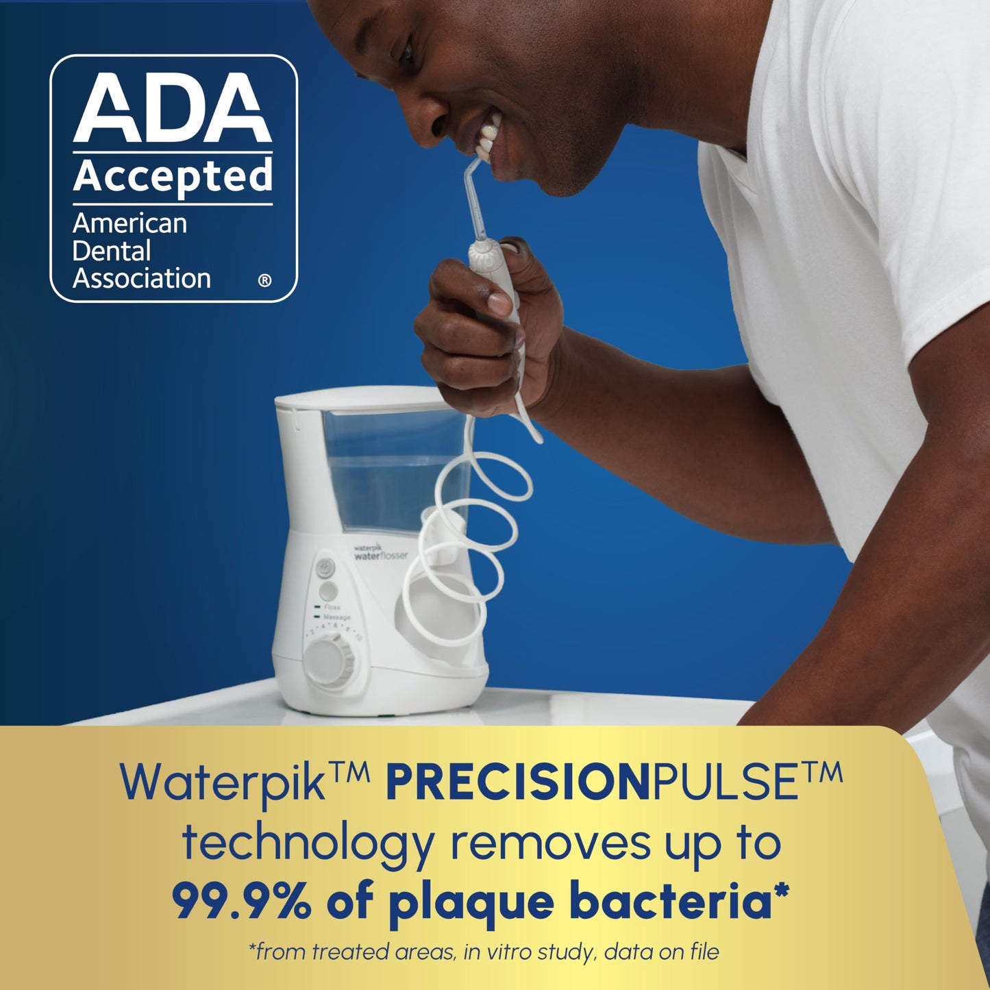 Waterpik Aquarius Water Flosser For Teeth Cleaning, Gums, Braces, Dental Care, Electric Power With 10 Settings, 7 Tips For Multiple Users And Needs, ADA Accepted, W