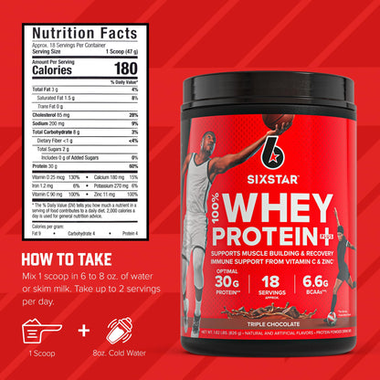Six Star Whey Protein Powder Whey Protein Plus | Whey Protein Isolate & Peptides | Lean Protein Powder for Muscle Gain | Muscle Builder for Men & Women